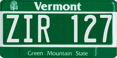 VT license plate ZIR127