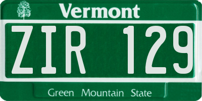 VT license plate ZIR129