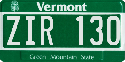 VT license plate ZIR130