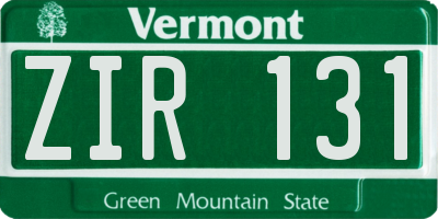 VT license plate ZIR131