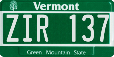 VT license plate ZIR137