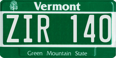 VT license plate ZIR140