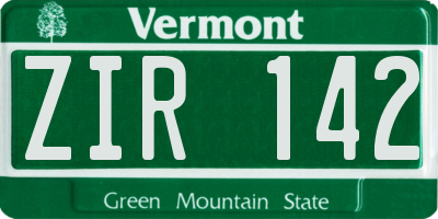 VT license plate ZIR142