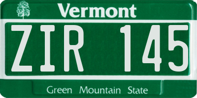 VT license plate ZIR145