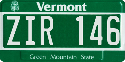 VT license plate ZIR146