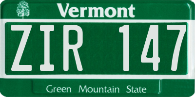 VT license plate ZIR147