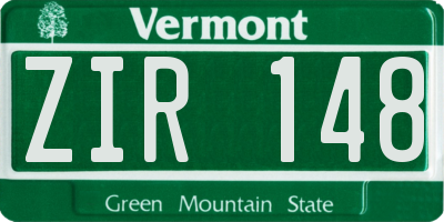 VT license plate ZIR148