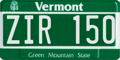 VT license plate ZIR150