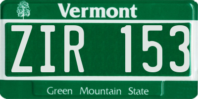 VT license plate ZIR153