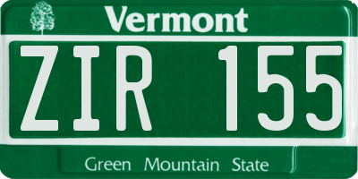 VT license plate ZIR155
