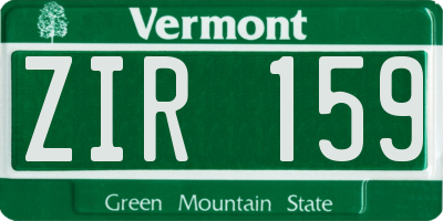 VT license plate ZIR159