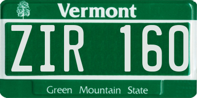 VT license plate ZIR160