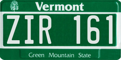 VT license plate ZIR161