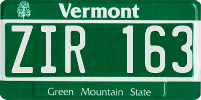 VT license plate ZIR163