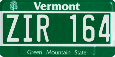 VT license plate ZIR164