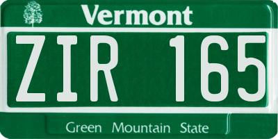 VT license plate ZIR165