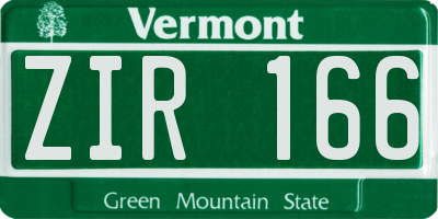 VT license plate ZIR166