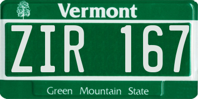 VT license plate ZIR167