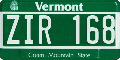 VT license plate ZIR168