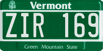 VT license plate ZIR169