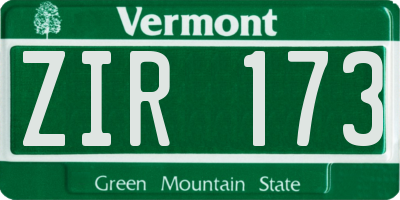 VT license plate ZIR173