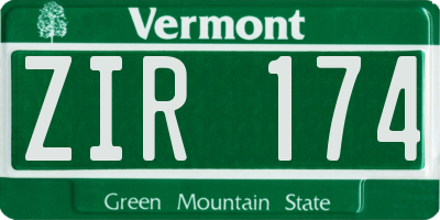 VT license plate ZIR174
