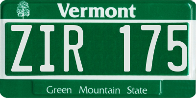 VT license plate ZIR175