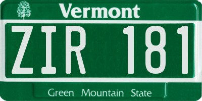 VT license plate ZIR181