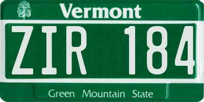 VT license plate ZIR184