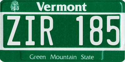 VT license plate ZIR185