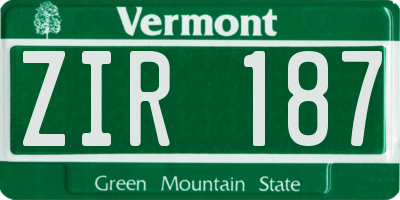 VT license plate ZIR187