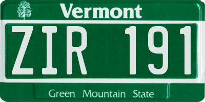 VT license plate ZIR191