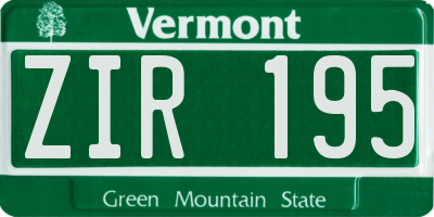 VT license plate ZIR195