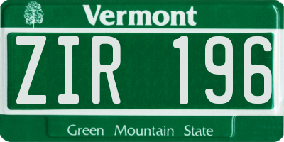 VT license plate ZIR196
