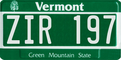 VT license plate ZIR197