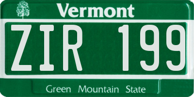 VT license plate ZIR199