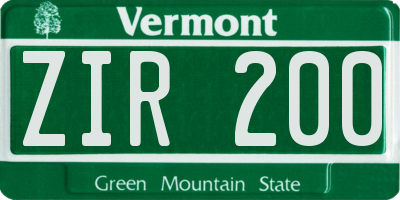 VT license plate ZIR200