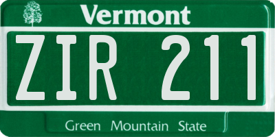 VT license plate ZIR211