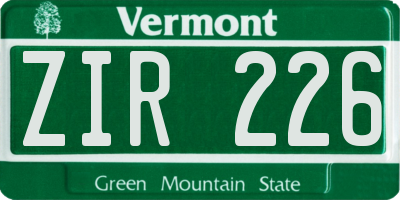 VT license plate ZIR226