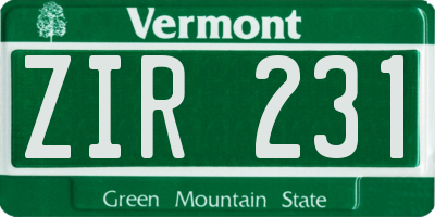 VT license plate ZIR231