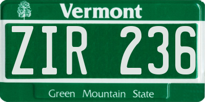 VT license plate ZIR236