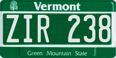 VT license plate ZIR238