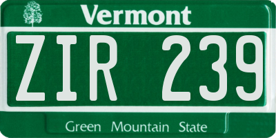 VT license plate ZIR239