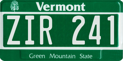 VT license plate ZIR241