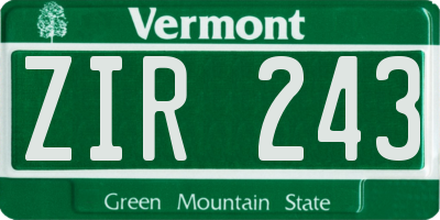 VT license plate ZIR243
