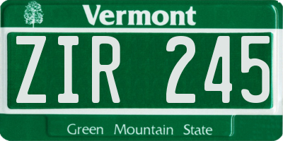 VT license plate ZIR245