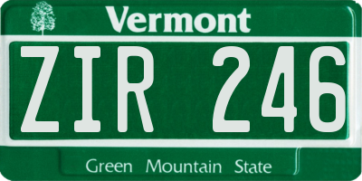 VT license plate ZIR246