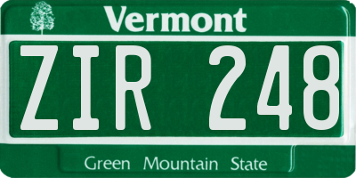 VT license plate ZIR248