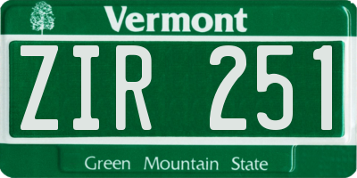 VT license plate ZIR251
