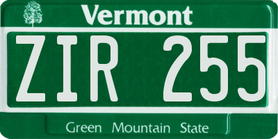 VT license plate ZIR255